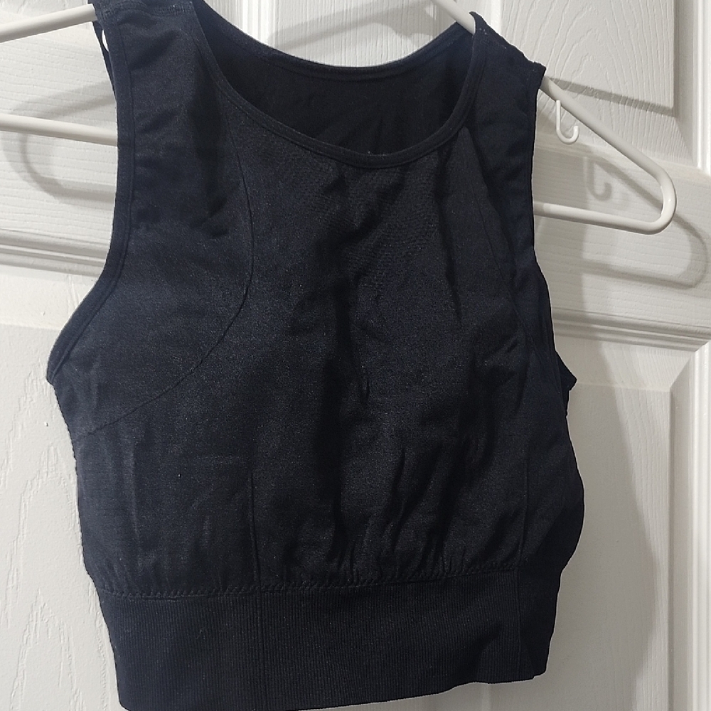 Black Sleeveless Crop Top BACK mesh INSERTS